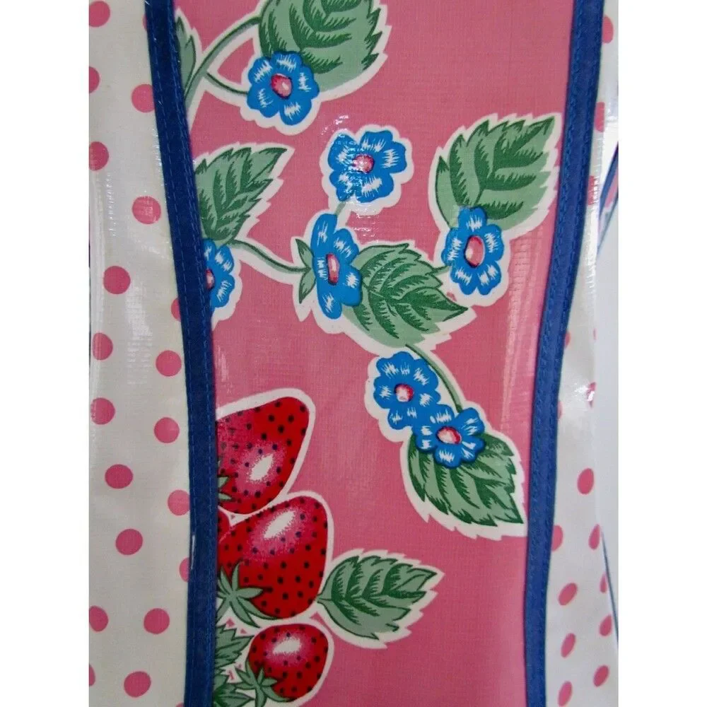 Retro Oilcloth Apron Strawberry Polka Dot Motif Limited Edition Print Excellent